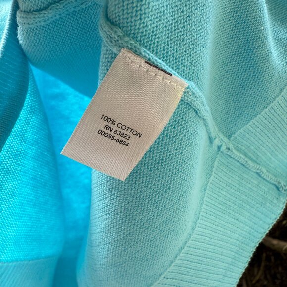 CJ Banks Women's Plus Size 1X Short Sleeve Cardigan with Rosette Design NWT Blue - Picture 11 of 12